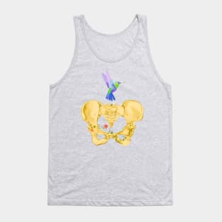 Bones of female pelvis with hummingbird in watercolor Tank Top